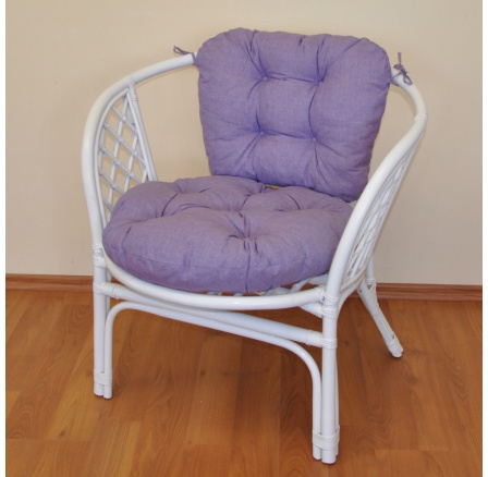 Ratanové křeslo Bahama bílé polstr fialový melír
