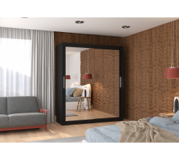 Tolóajtós szekrény tükörrel ETTORE 180 Fekete+Fekete