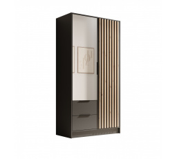 Neri 100 gardróbszekrény tükrökkel Fekete+Fekete