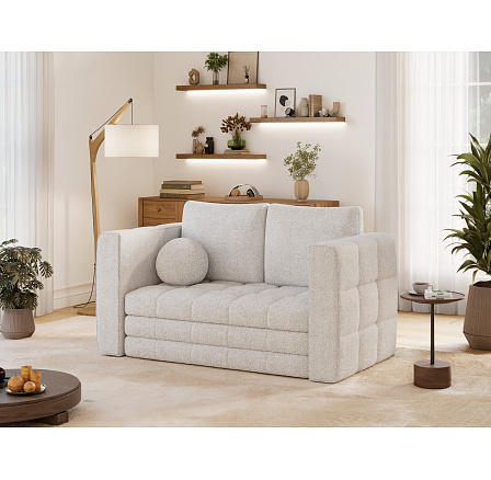 Kastol kanapéágy, fehér bouclé Royal 01 107x195