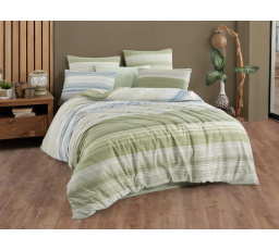 Povlečení bavlna 140x200, 70x90cm Linea green nitěný knoflík