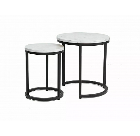 HOLA konferencia asztal, fehér márvány hatás/fekete matt