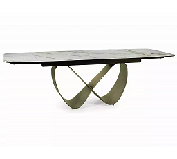 INFINITY CERAMIC étkezőasztal, Amber Bianco fehér matt/Barna