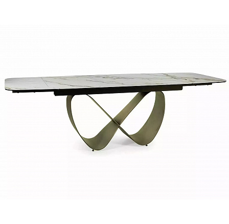 INFINITY CERAMIC étkezőasztal, Amber Bianco fehér matt/Barna