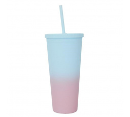 Tie-Dye PP szívószálas bögre kék-rózsaszín