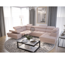 NAROŻNIK GALAXY MAX II RELAX Z FUNKCJĄ SPANIA 215x350x170 - Odcienie beżu , lewa