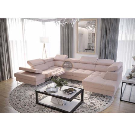 NAROŻNIK GALAXY MAX II RELAX Z FUNKCJĄ SPANIA 215x350x170 - Odcienie beżu , lewa