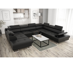 NAROŻNIK GALAXY MAX I Z FUNKCJĄ SPANIA 280x350x225 - Czarna eko skóra , prawa