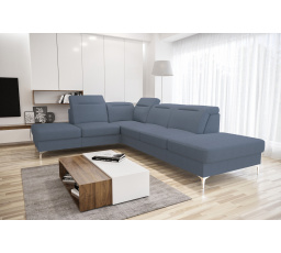 KOMPLET NAROŻNIK TAPICEROWANY OSLO 220x295 Z PUFĄ 100x55 (Odcienie niebieskiego) SC74 - szybka wysyłka