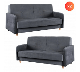 Zestaw 2x Sofa Rozkładana CUBA Szara