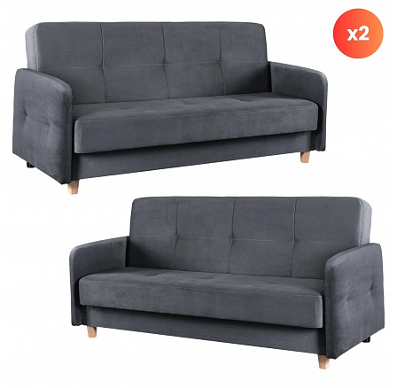 Zestaw 2x Sofa Rozkładana CUBA Szara