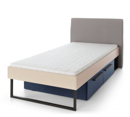SERGIO SE 12 L/P ágy, Bézs-homok/Olajozott tölgy/Királykék