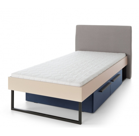 SERGIO SE 12 L/P ágy, Bézs-homok/Olajozott tölgy/Királykék