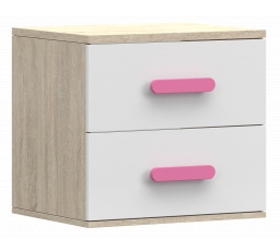 SMYK III éjjeliszekrény - 22, Sonoma Tölgy/Fehér/Rózsaszín