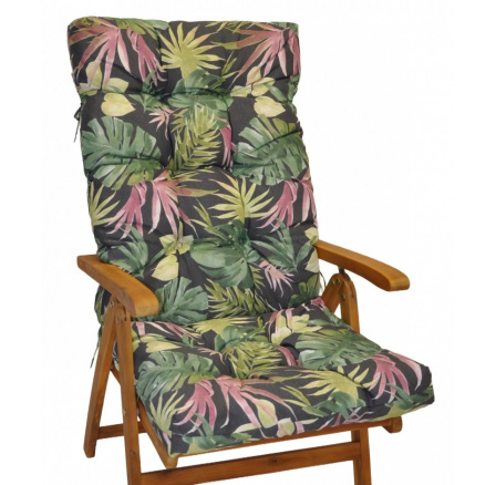 Polstr na teakové zahradní křeslo vysoké - látka UNIKO monstera
