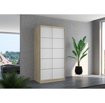 Tolóajtós szekrény RIVA 100 Sonoma+Fehér