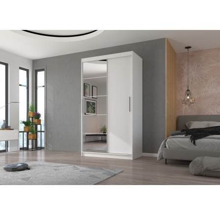 Tolóajtós szekrény tükörrel ESTI 120 Fehér+Fehér