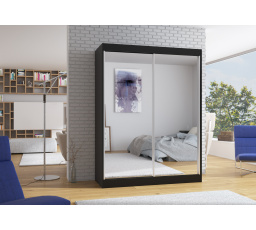 Tolóajtós szekrény tükörrel FLOREST 150 Fekete+Fekete