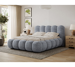 Oloroso ágy 180x200 fémvázzal és ágyneműtartóval, kék chenille Feldor 40