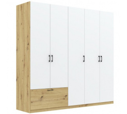 ALTA 5D1S ruhásszekrény, Artisan Tölgy/Fehér