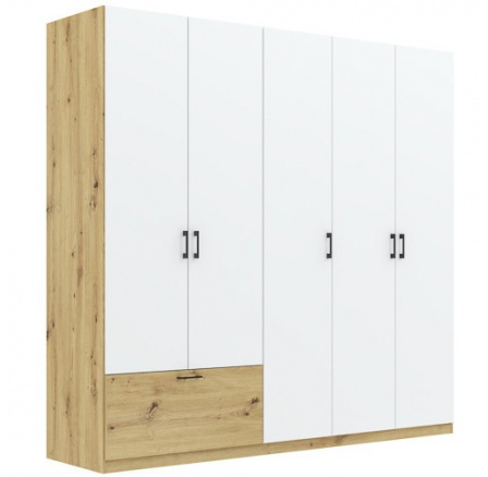 ALTA 5D1S ruhásszekrény, Artisan Tölgy/Fehér