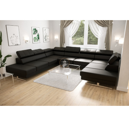 NAROŻNIK EMPORIO MAX I 300X350X220 - lewa , Eko Skóra Czarna