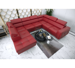 NAROŻNIK ORION MAX I Z FUNKCJĄ SPANIA 225X350X255 CM SKÓRA NATURALNA - Skóra czarna , Strona prawa