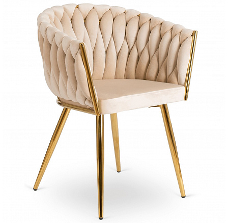 Krzesło CAPI Kremowe Plecione Welurowe