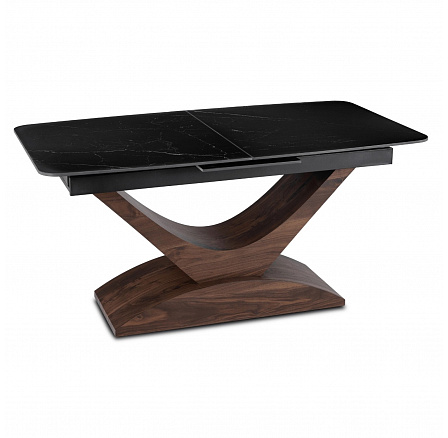 Stół ALICANTE Ceramiczny Rozkładany 160-200 cm Czarny Marmur/Orzech