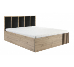 CALI C-16 ágy, 140x200 cm, Artisan/Fekete matt