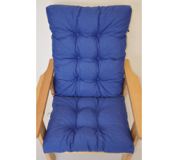 Polstr na zahradní křeslo vysoké široké - látka tmavě modrý melír