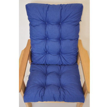 Polstr na zahradní křeslo vysoké široké - látka tmavě modrý melír