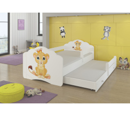 Kétszemélyes ágy korláttal és matracokkal CASIMO II LION 160x80 Fehér