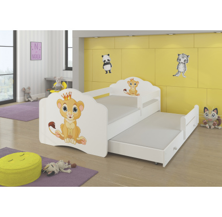 Kétszemélyes ágy korláttal és matracokkal CASIMO II LION 160x80 Fehér