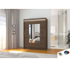 Tolóajtós szekrény tükörrel és LED világítással DORRIGO 150 Choco+Choco