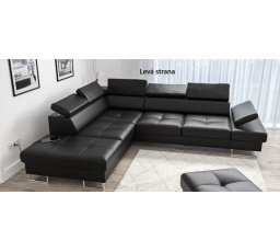 NAROŻNIK GALAXY Z FUNKCJĄ SPANIA 225X280 SKÓRA NATURALNA - Strona lewa , Skóra czarna