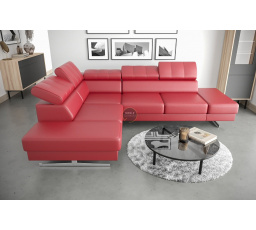 NAROŻNIK EMPORIO 225x300 SKÓRA NATURALNA - lewa , Skóra czerwona