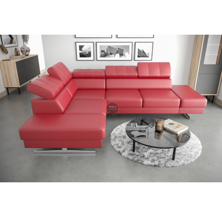 NAROŻNIK EMPORIO 225x300 SKÓRA NATURALNA - lewa , Skóra czerwona