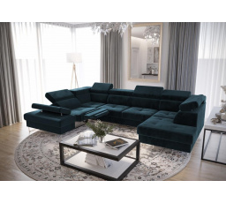 NAROŻNIK GALAXY MAX II RELAX Z FUNKCJĄ SPANIA 215x350x170 - Odcienie granatu , lewa