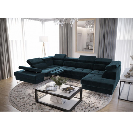NAROŻNIK GALAXY MAX II RELAX Z FUNKCJĄ SPANIA 215x350x170 - Odcienie granatu , lewa