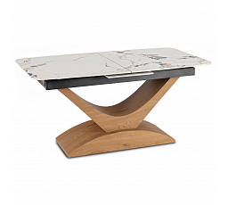 Stół ALICANTE Ceramiczny Rozkładany 160-200 cm Biały Marmur/Dąb