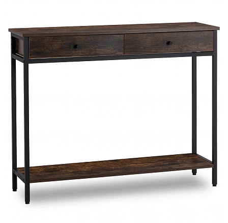 Konsola Z Szufladami do Przedpokoju EVERLY 100 cm z Półką Dąb Rustykalny/Czarny