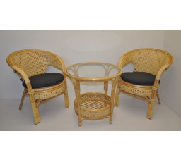 Ratanová sedací souprava Kina medová polstr tmavě šedý melír