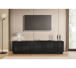 VESPER RTV 187 4D - czarny mdf / czarny mdf / złote uchwyty / cokół