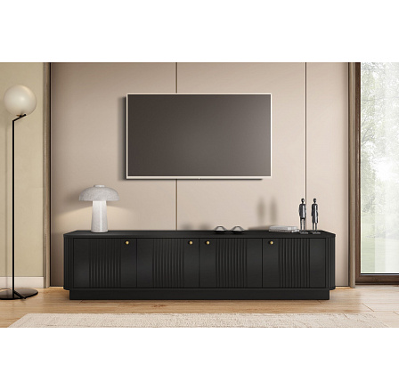 VESPER RTV 187 4D - czarny mdf / czarny mdf / złote uchwyty / cokół