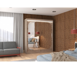 Tolóajtós szekrény tükörrel és LED világítással ARIZONA 180 Truffle+Truffle