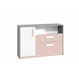 IQ 09 korpus szara platyna-biały/wstawka pudrowy - komoda