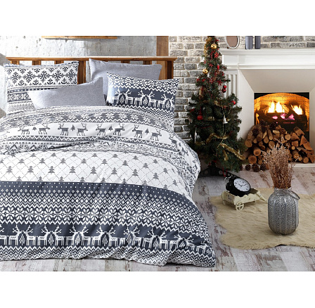 Vánoční bavlněný povlak na polštář Christmas grey