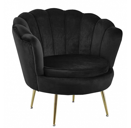 Fekete bársony fotel /arany lábak/ LC-032-1