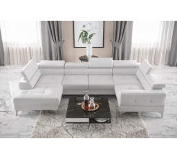 NAROŻNIK ROZKŁADANY TOSCANIA MAX I 170x350x185 CM - prawa , Biała eko skóra